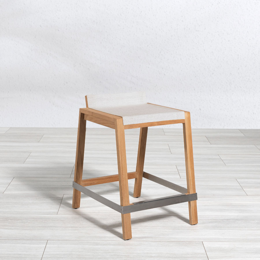 Summit teak stacking barstool