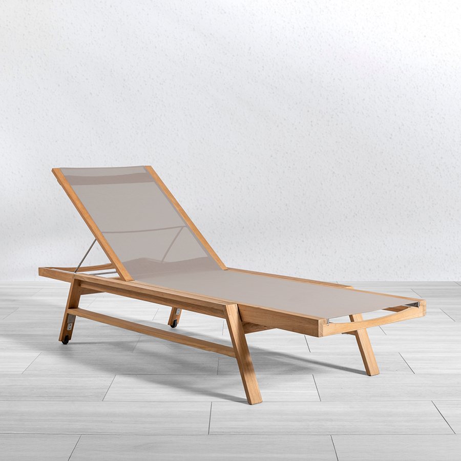 Summit teak elevated chaise in Taupe