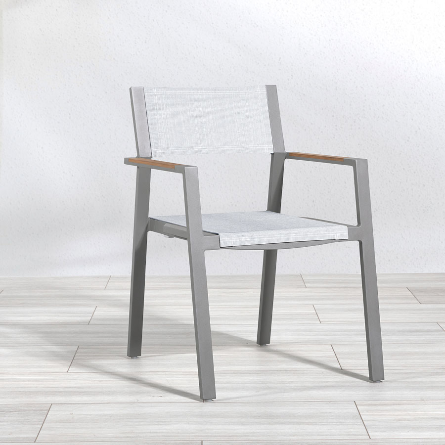 Summit aluminum and sling armchair in Patina