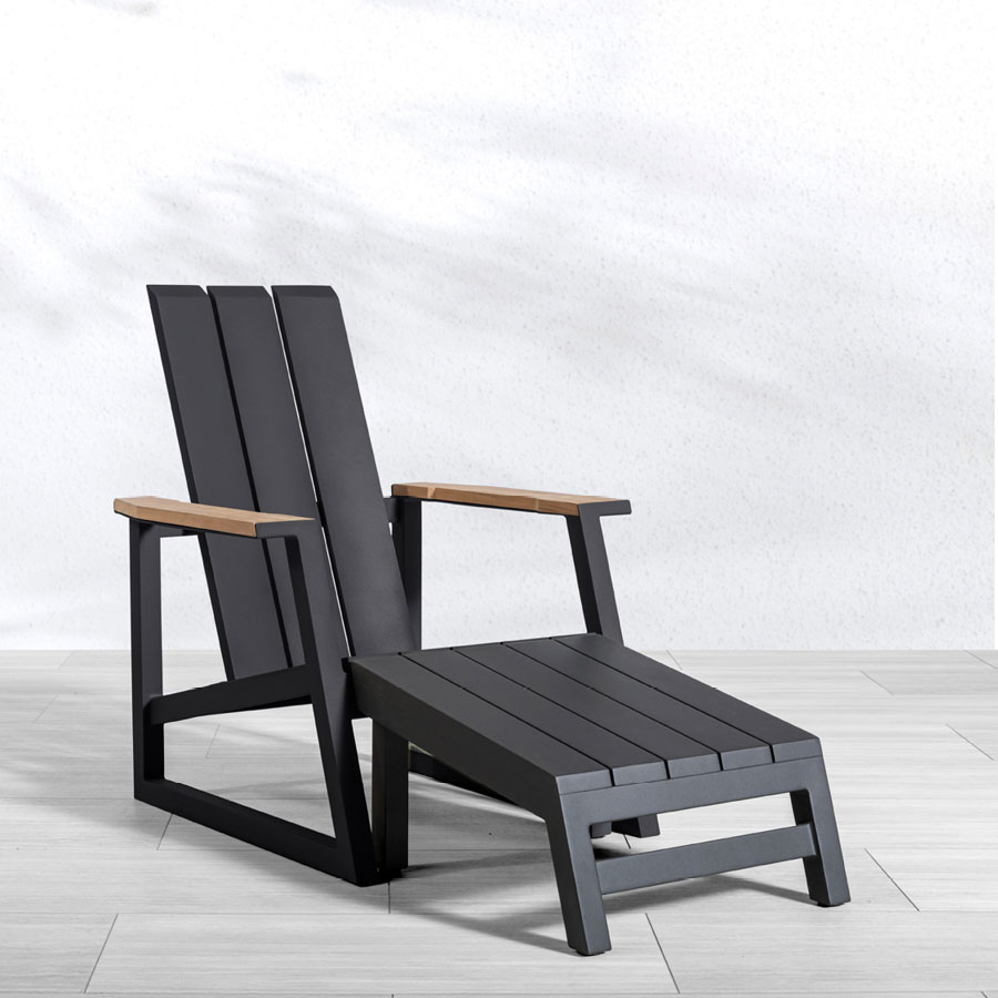 Aspen aluminum Adirondack chair and footstool