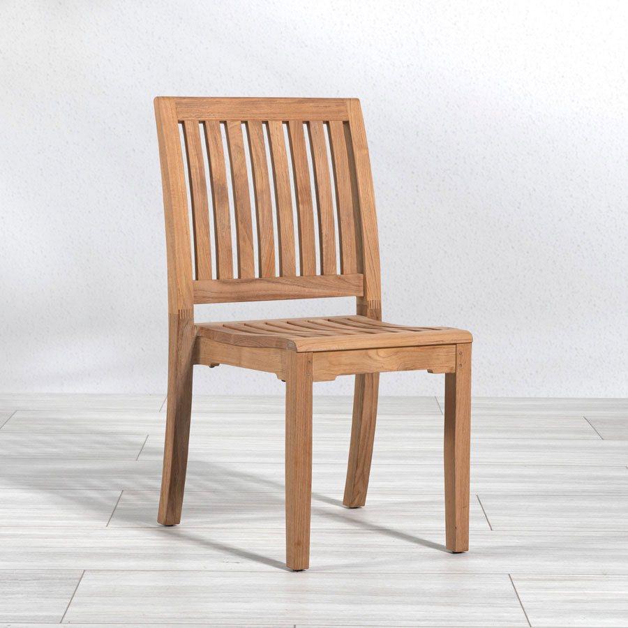Foxhall teak stacking dining sidechair