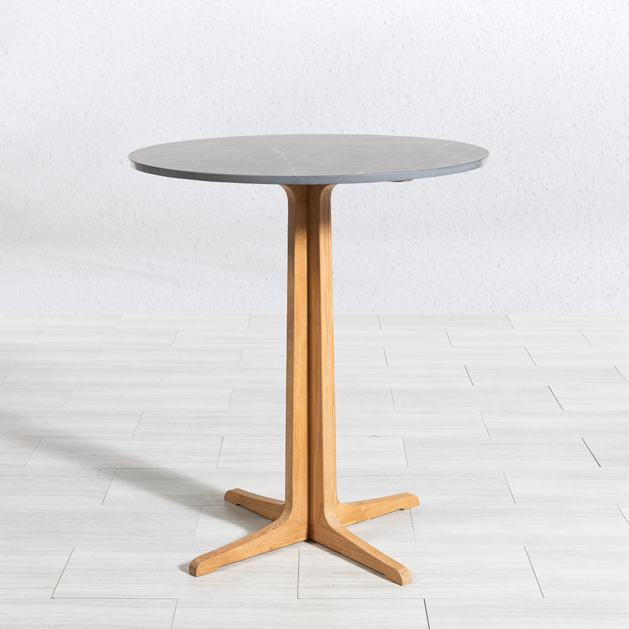 Foxhall teak and porcelain bar table in Grigio