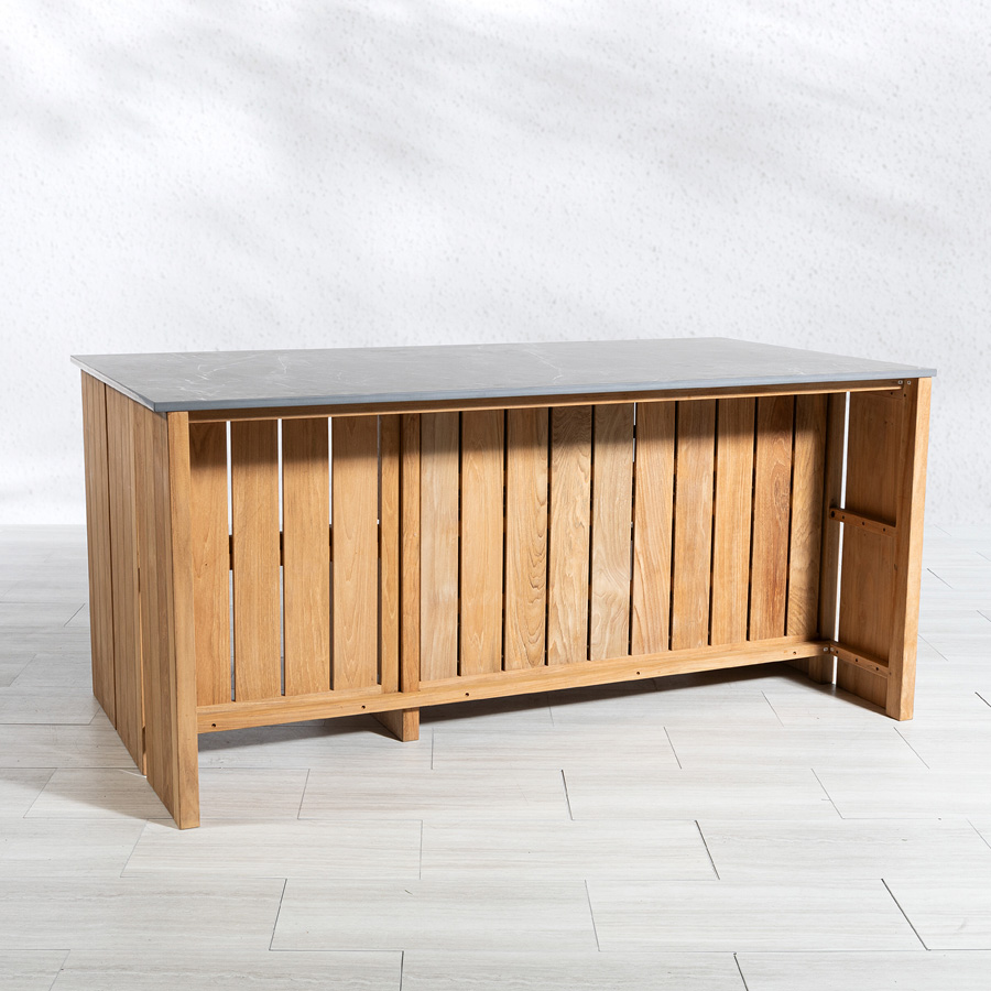 MFC GEAR FB-Stand3 アウトドアテーブ 935factory's Cascade teak 3-seat island and beverage cooler cabinet - Grigio