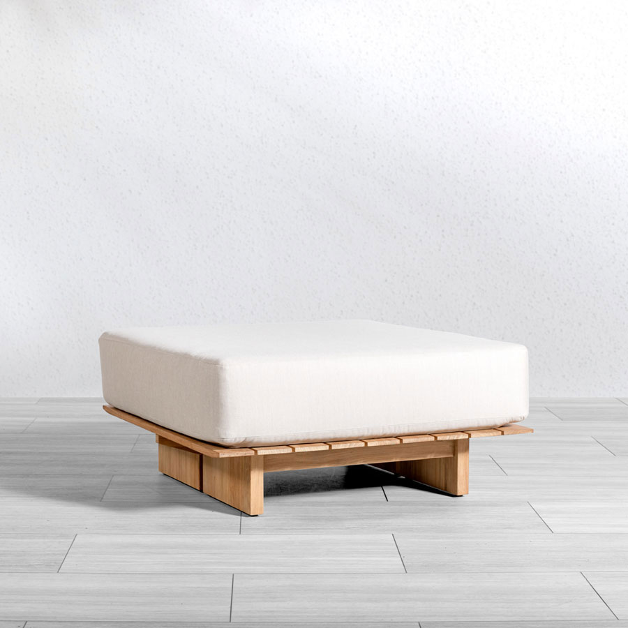 Cascade teak square ottoman