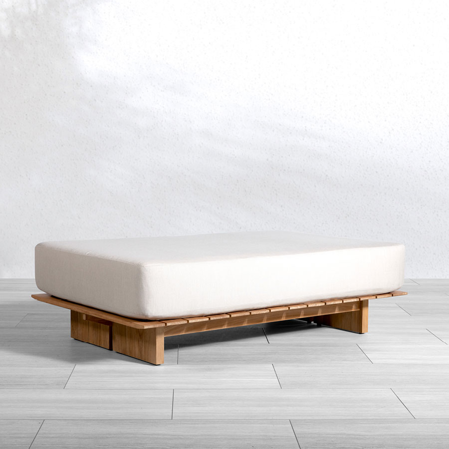Cascade teak rectangular ottoman