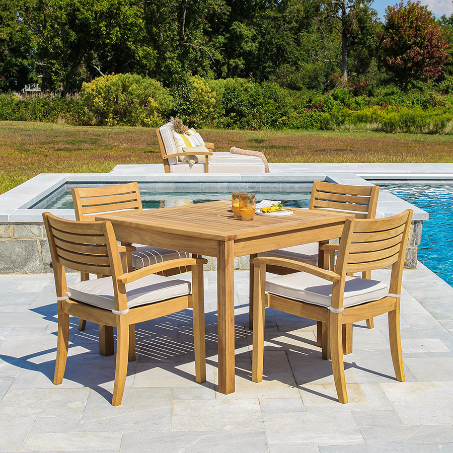 Calypso® square teak dining table