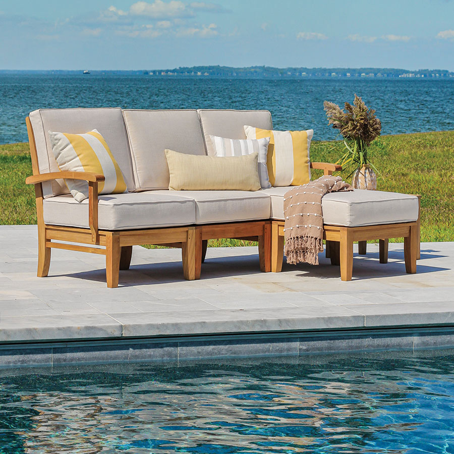 Calypso® right chaise teak sectional