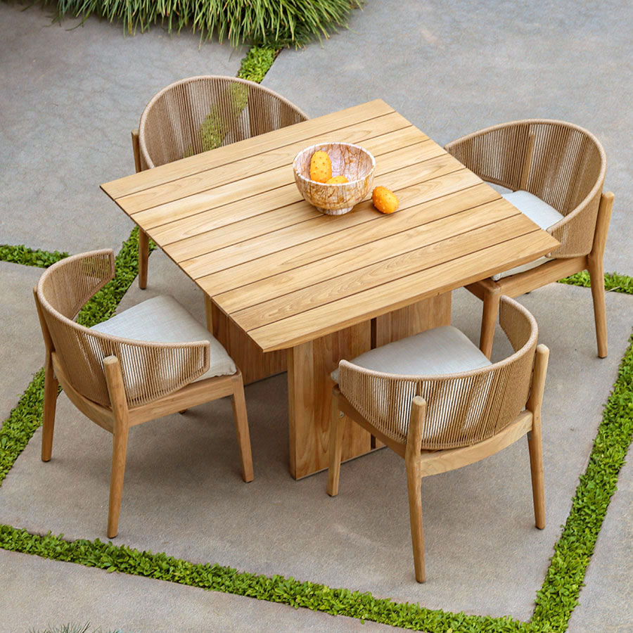 Cascade teak square dining table