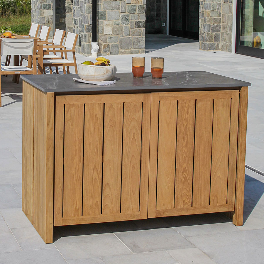 Cascade teak sideboard - Grigio porcelain top