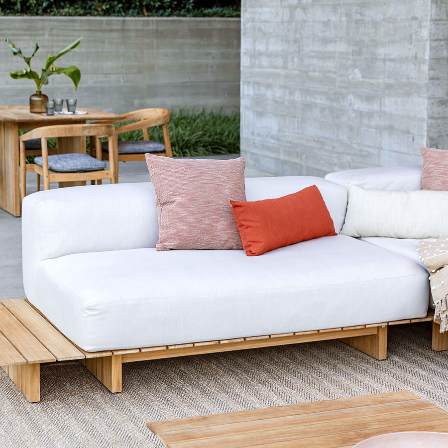 Cascade teak sectional loveseat