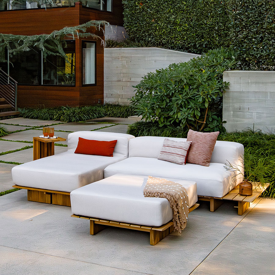 Cascade teak chaise sectional
