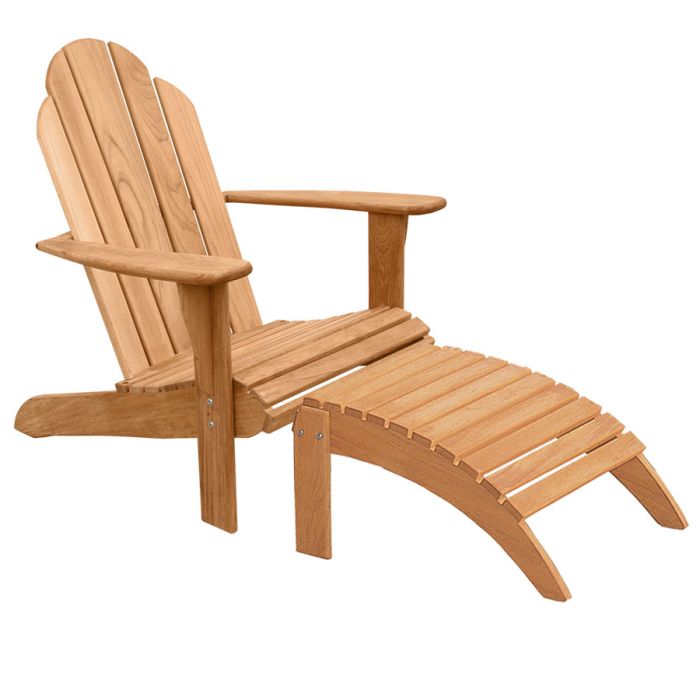 Teak Adirondack chair with footstool
