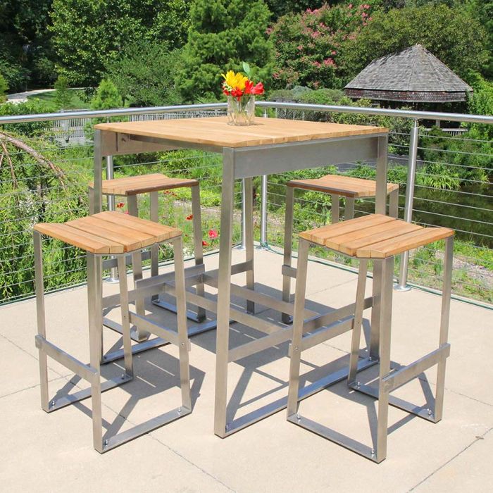 Square Modern Outdoor Bar Table - Country Casual Teak