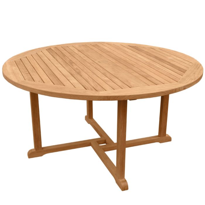 Round Teak Dining Table Chelmsford 59, Large Round Teak Outdoor Dining Table