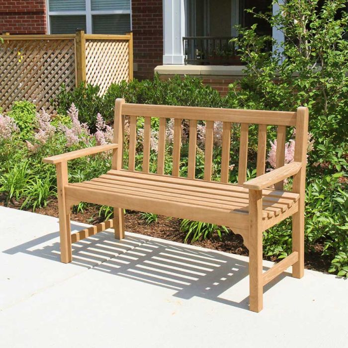 Coventry 4 Ft Small Teak Garden Bench, Small Outdoor Bench With Back