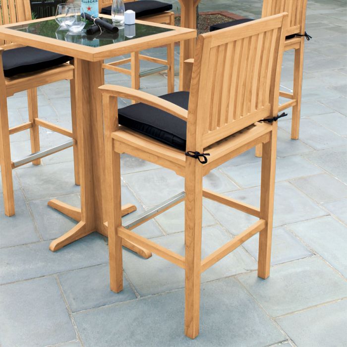 Outdoor Wooden Bar Stools Foxhall, Teak Bar Stools And Table