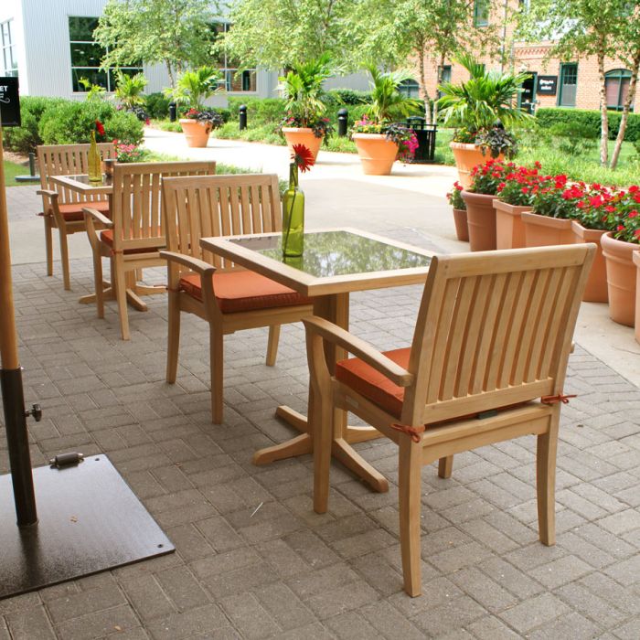 Outdoor Teak Bistro Set - Foxhall® Cafe Table W/ Granite Top