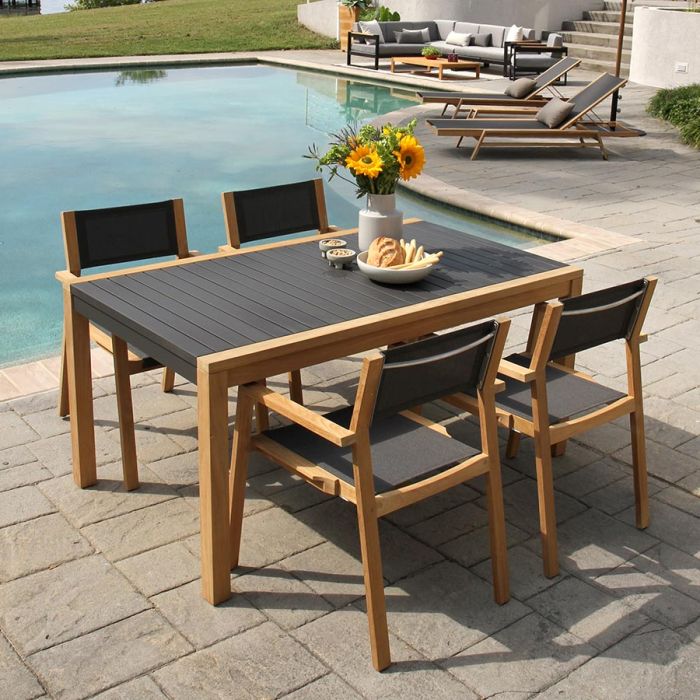 Summit Modern Outdoor Dining Table Country Casual Teak - Is Aluminum Or Teak Better For Outdoor Furniture