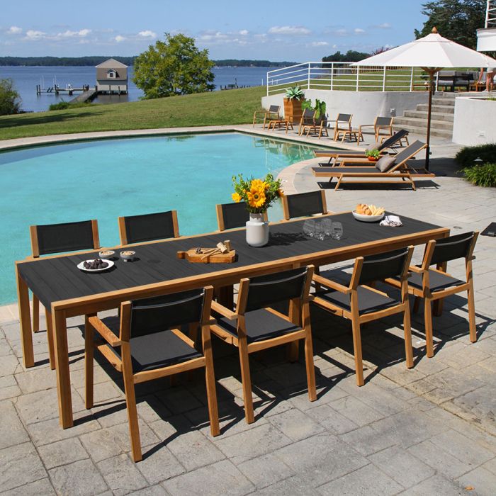 Summit Aluminum Outdoor Dining Table Country Casual Teak - Is Aluminum Or Teak Better For Outdoor Furniture