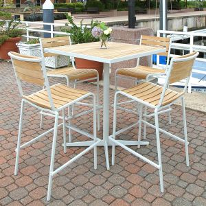 6 Seat Teak Aluminium Outdoor Tables 1600x800mm Cafe Pub Bar Patio 