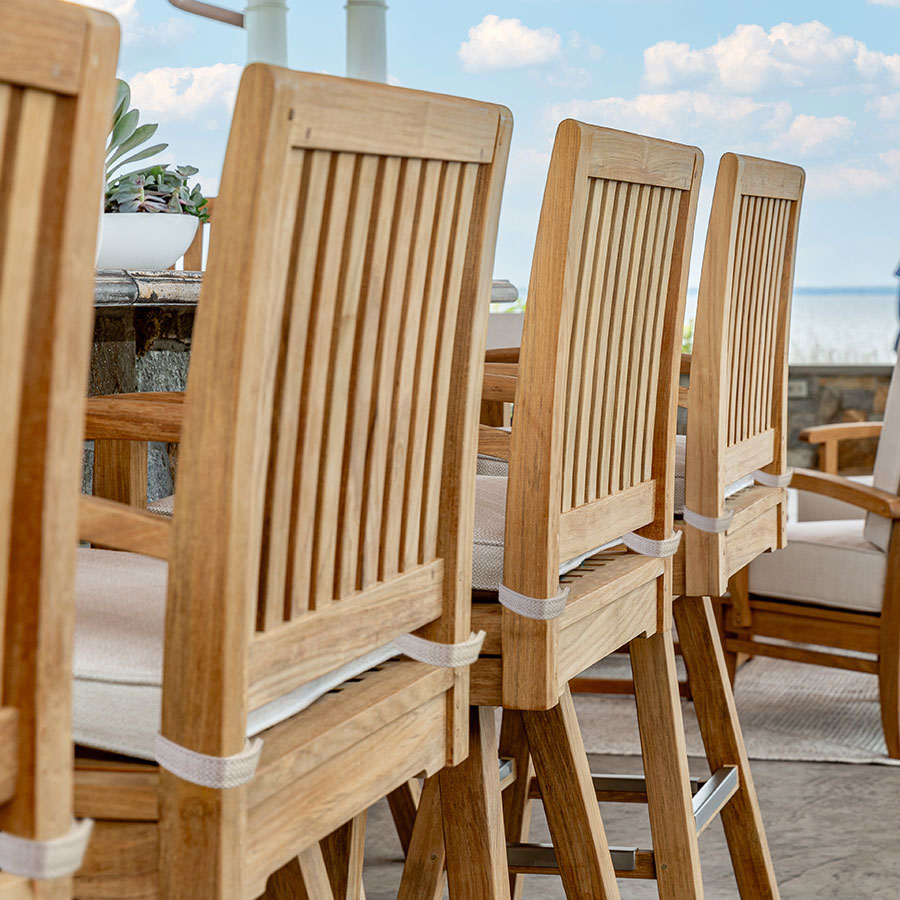 Foxhall® teak swivel bar armchair