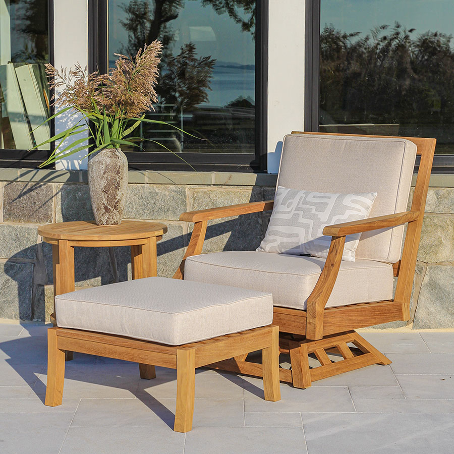 Seneca teak outdoor swivel rocking chair