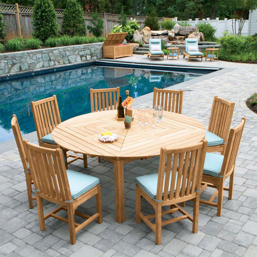 Snowdon 6 ft. round teak extension dining table