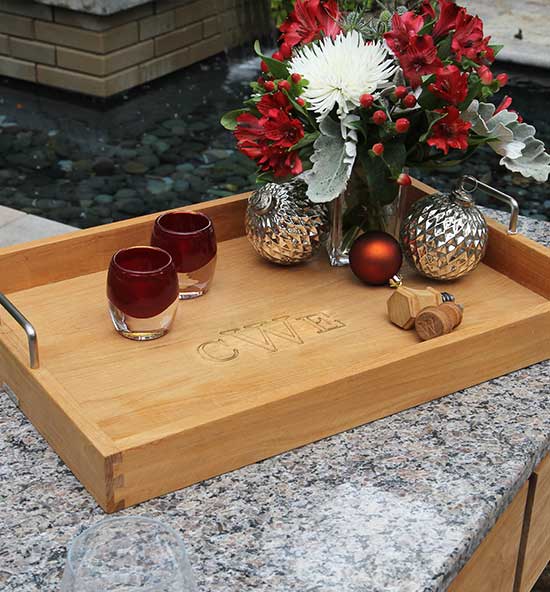 Engraved Teak Serving Trays