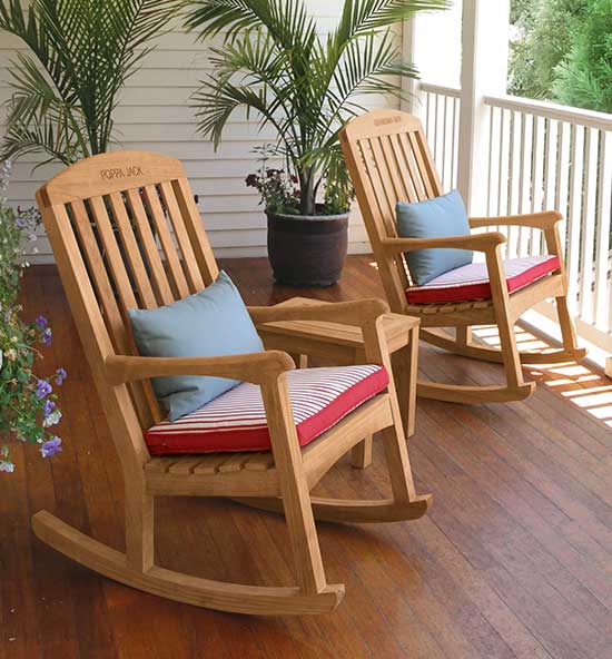 Teak Engraved Rocking Chairs