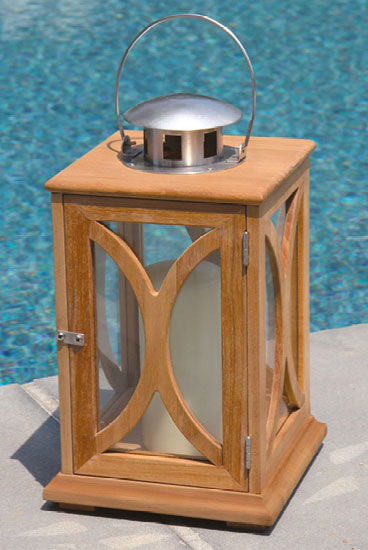 teak outdoor candle lighting