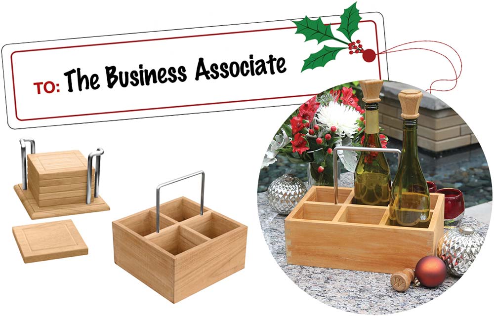 gifts for a business associate - teak wine caddy