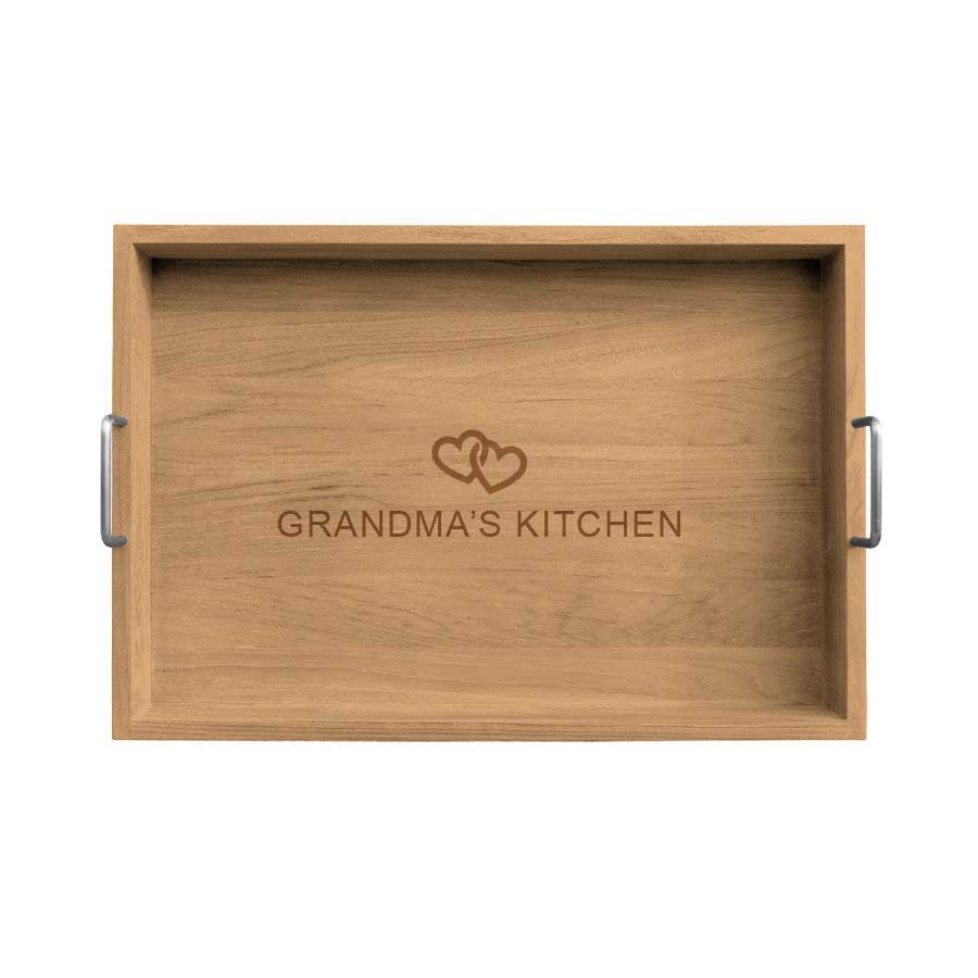 Grandma's Kitchen Teak Tray