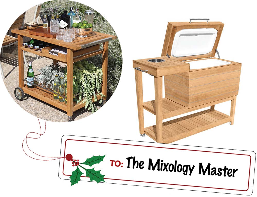 Mixology Master Gift Ideas - Teak Bar Cart