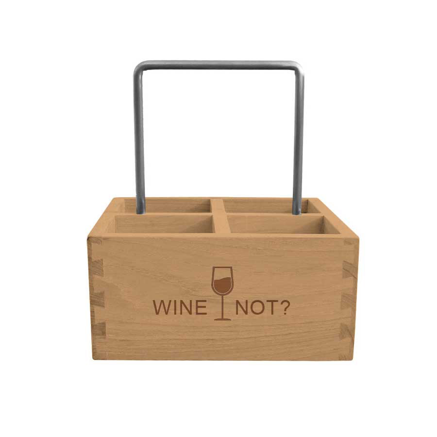 Engraved Teak Wine Caddy